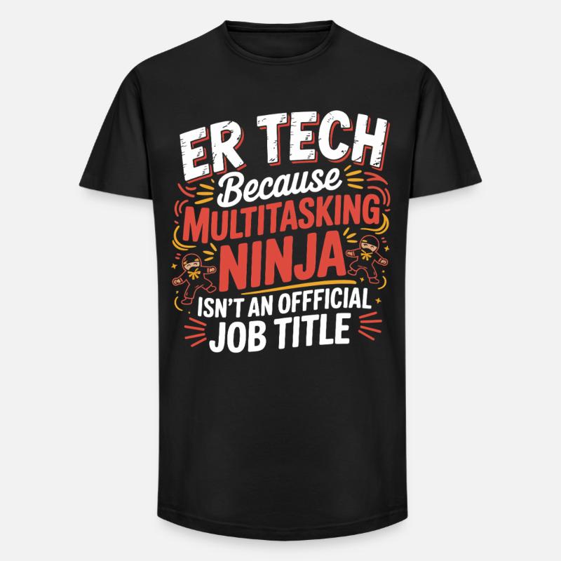Tech Ninja: Multitasking Humor - Long Fit Men's T-Shirt - black