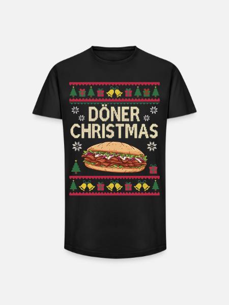Ugly Christmas Doner Kebab Christmas Gift - Long Fit Men's T-Shirt - black