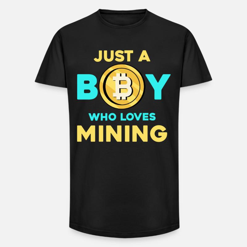 Krypto Mining Junge – Bitcoin Leidenschaft - Long Fit Männer T-Shirt - Schwarz