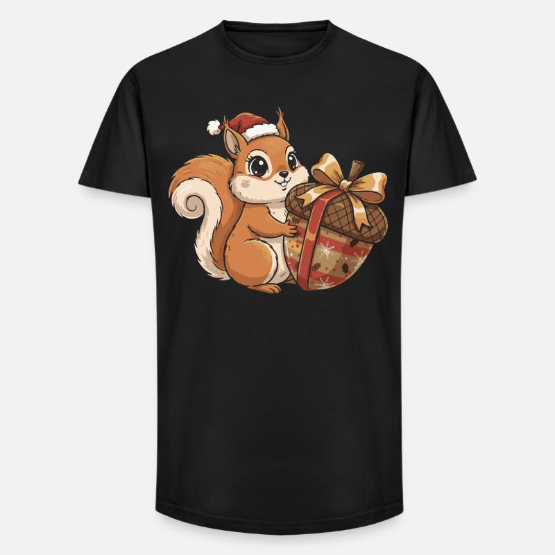 Winterfreude Eichhörnchen Geschenk - Long Fit Männer T-Shirt - Schwarz