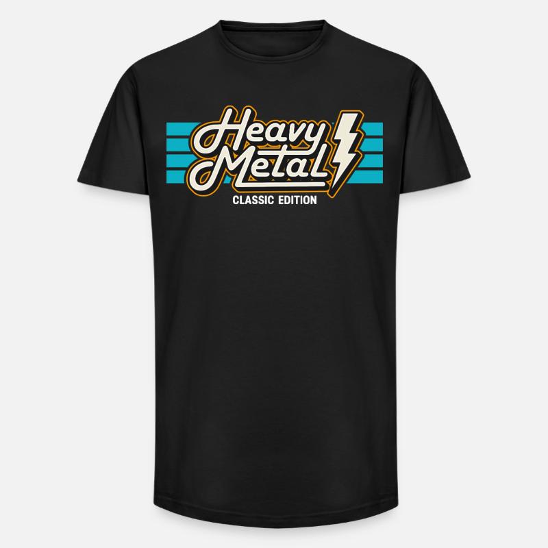 Retro Heavy Metal Abzeichen mit Blitz - Long Fit Männer T-Shirt - Schwarz