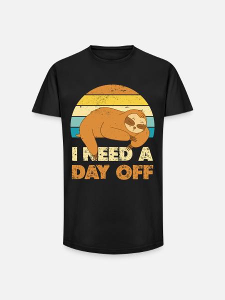 Sleeping Sloth Holiday Day - Long Fit Men's T-Shirt - black