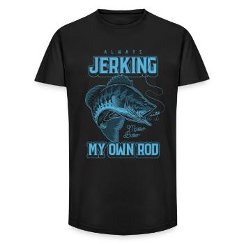 Always Jerking My Rod Funny Fishing - Long Fit Men's T-Shirt - black - Front - AI Model Male 185 light (185cm)
