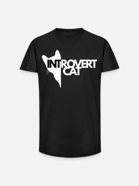 Introverted Cat Contrasting Silhouette - Long Fit Men's T-Shirt - black
