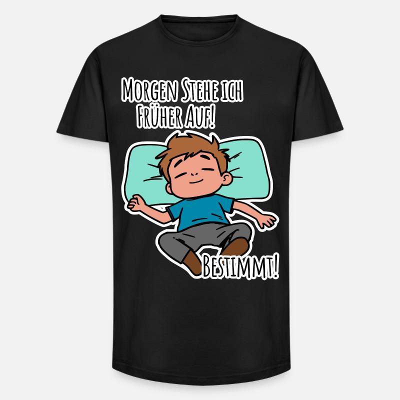 Morgenmuffel? Früh aufstehen oder faulenzen? - Long Fit Männer T-Shirt - Schwarz