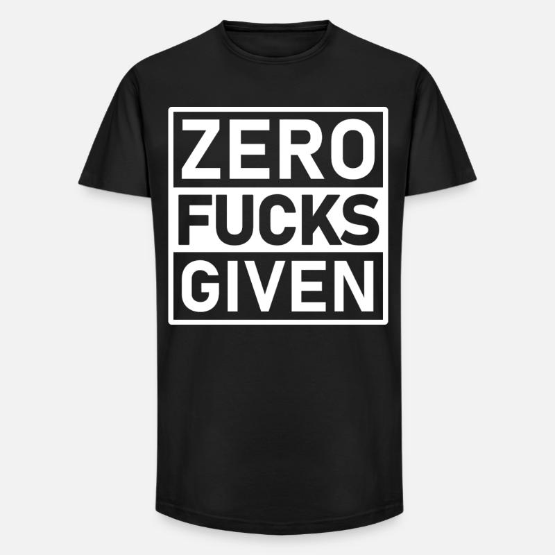 Zero Fucks Given Warnetikett - Long Fit Männer T-Shirt - Schwarz
