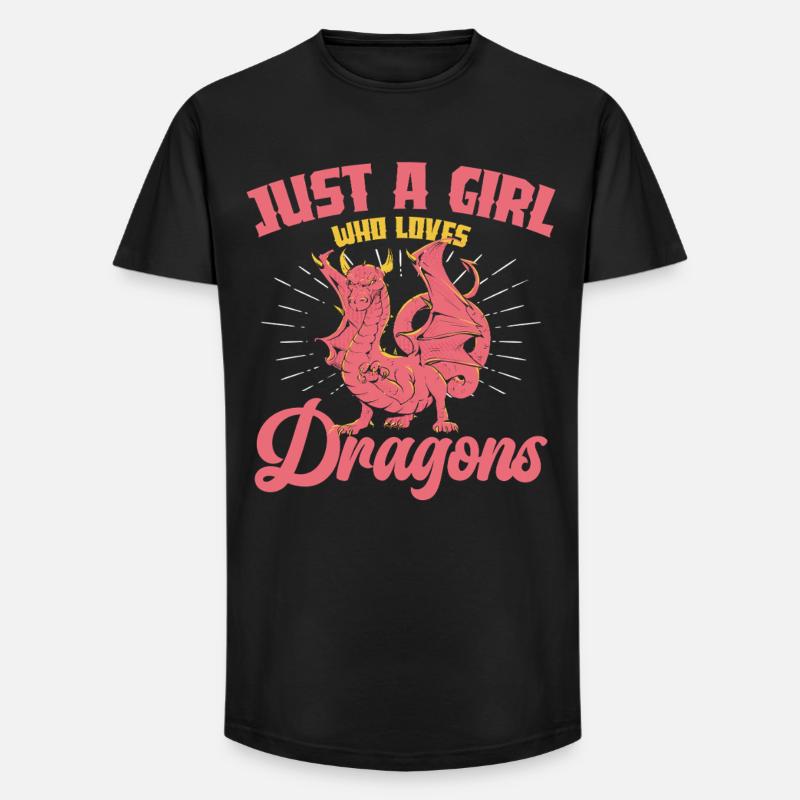 Nur ein Mädchen liebt Drachen - Long Fit Männer T-Shirt - Schwarz
