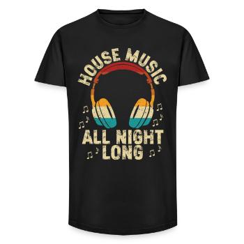 House Musik All Night Long - Long Fit Männer T-Shirt - Schwarz - Vorne - AI Model Male 185 light (185cm)