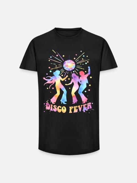 DISCO FEVER Party 70s Dance Watercolor - Long Fit Men's T-Shirt - black