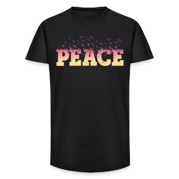 Police de la paix Police des oiseaux colorés contre la guerre - T-shirt coupe longue homme - noir - Devant - AI Model Male 185 light (185cm)