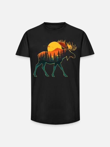Alci, Foresta, Natura, Natura Selvaggia, Esterno, Animale - T-shirt uomo a vestibilità lunga - nero