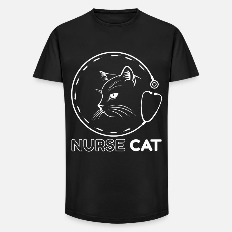 Katzenkrankenschwester mit Stethoskop - Long Fit Männer T-Shirt - Schwarz