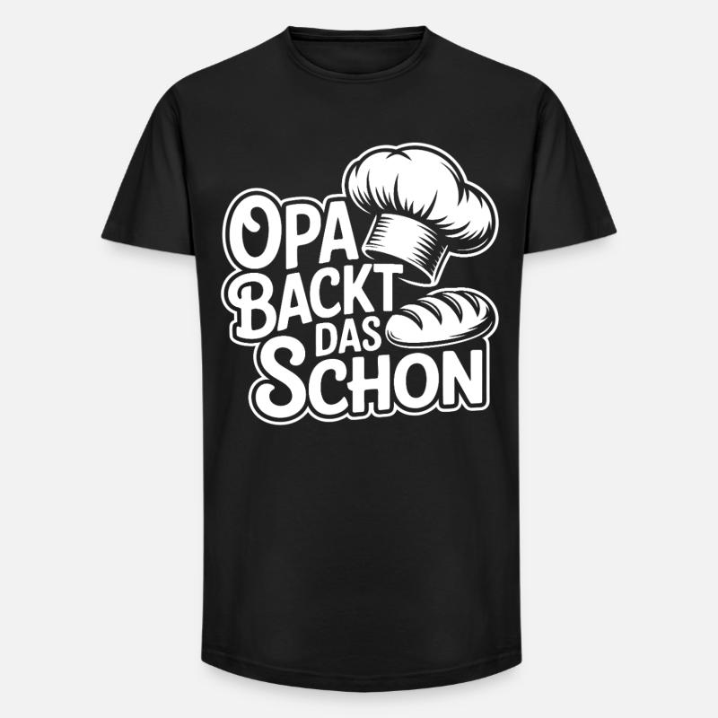 Opa backt das schon - Long Fit Männer T-Shirt - Schwarz