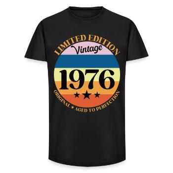 1976 Vintage Birthday Gift 76 - Long Fit Men's T-Shirt - black - Front - AI Model Male 185 light (185cm)