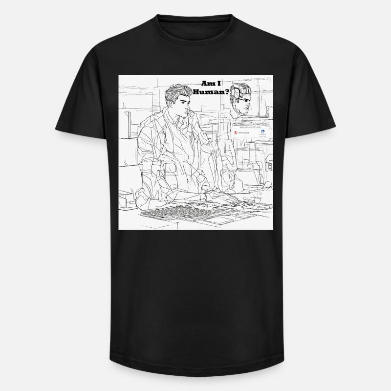 Mensch oder Roboter - Long Fit Männer T-Shirt - Schwarz