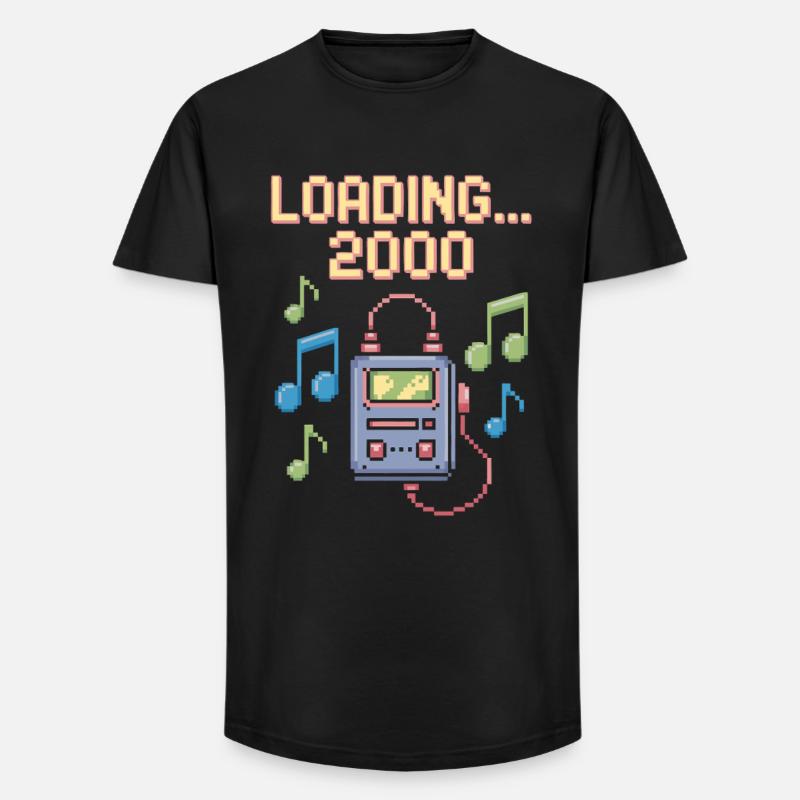Retro Pixel Design – Loading 2000 - Long Fit Männer T-Shirt - Schwarz