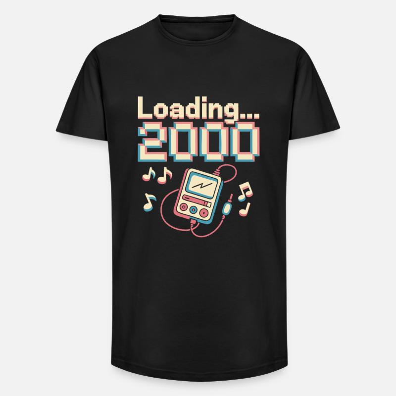 Y2K Pixel Design – Loading 2000 - Long Fit Männer T-Shirt - Schwarz