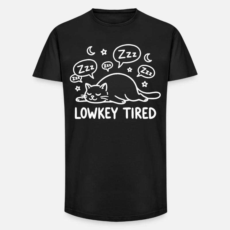 Lowkey Tired Sleeping Cat - Long Fit Men's T-Shirt - black