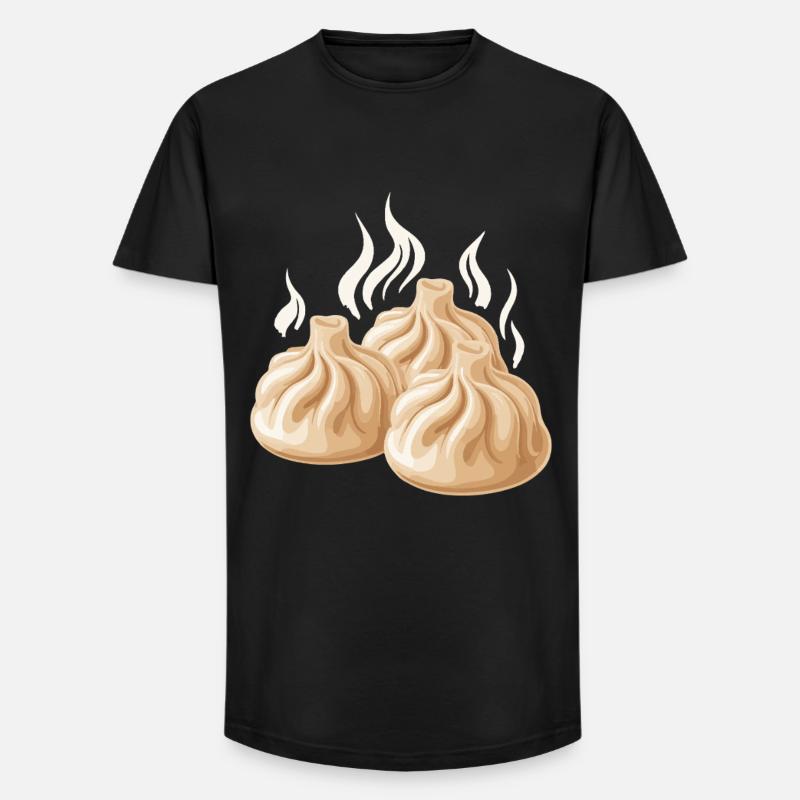 Dampfende Dumpling-Design - Long Fit Männer T-Shirt - Schwarz