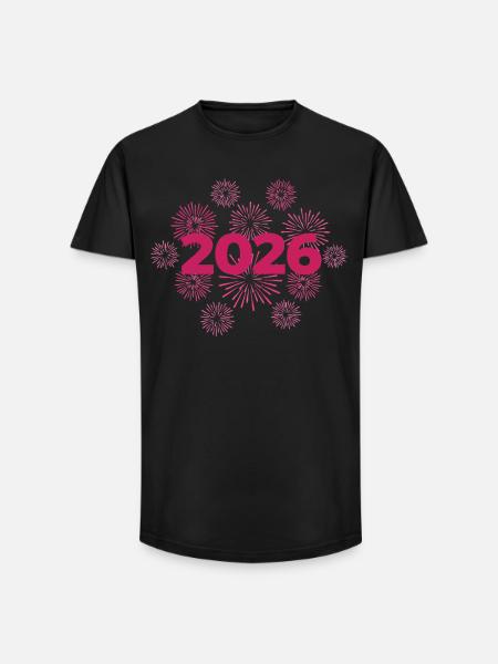 2026 Feuerwerk Silvesterfeier - Long Fit Männer T-Shirt - Schwarz