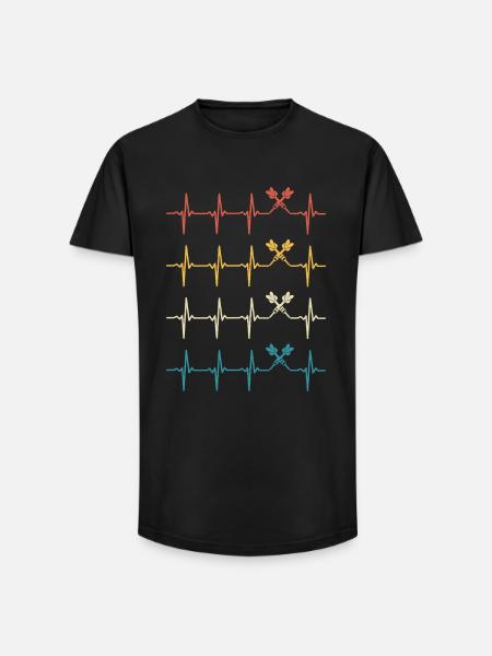Dart Heartbeat Retro Darts Darter - Long Fit Men's T-Shirt - black