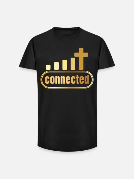 Connected - cross - gold - christian - Long Fit Men's T-Shirt - black