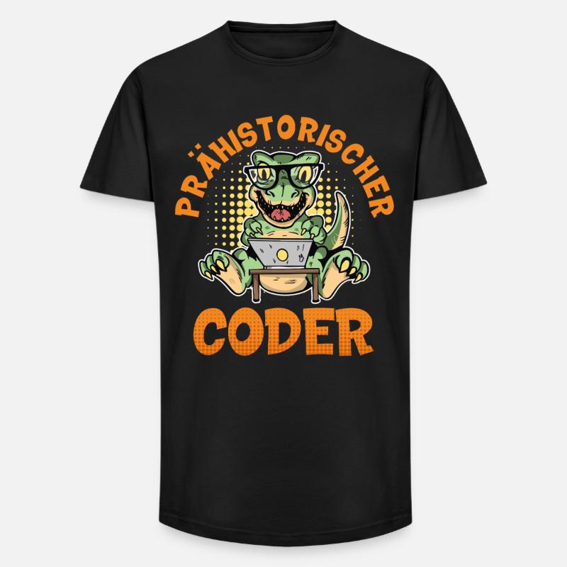 Coding PREHISTORIC CODER Fun - Long Fit Men's T-Shirt - black