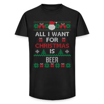 Alles, was ich zu Weihnachten will, ist Bier - Long Fit Männer T-Shirt - Schwarz - Vorne - AI Model Male 185 light (185cm)