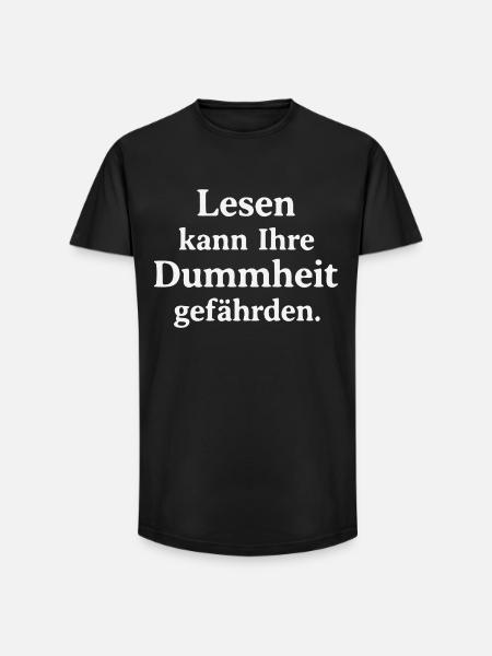 Reading can jeopardize your stupidity - Long Fit Men's T-Shirt - black