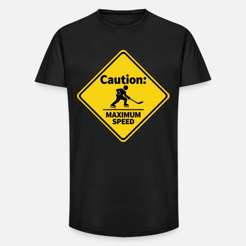 Caution Maximum Speed Eishockey Warnschild - Long Fit Männer T-Shirt - Schwarz