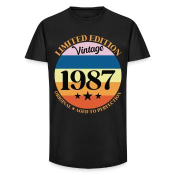 1987 Vintage Birthday Gift 87 - Long Fit Men's T-Shirt - black - Front - AI Model Male 185 light (185cm)
