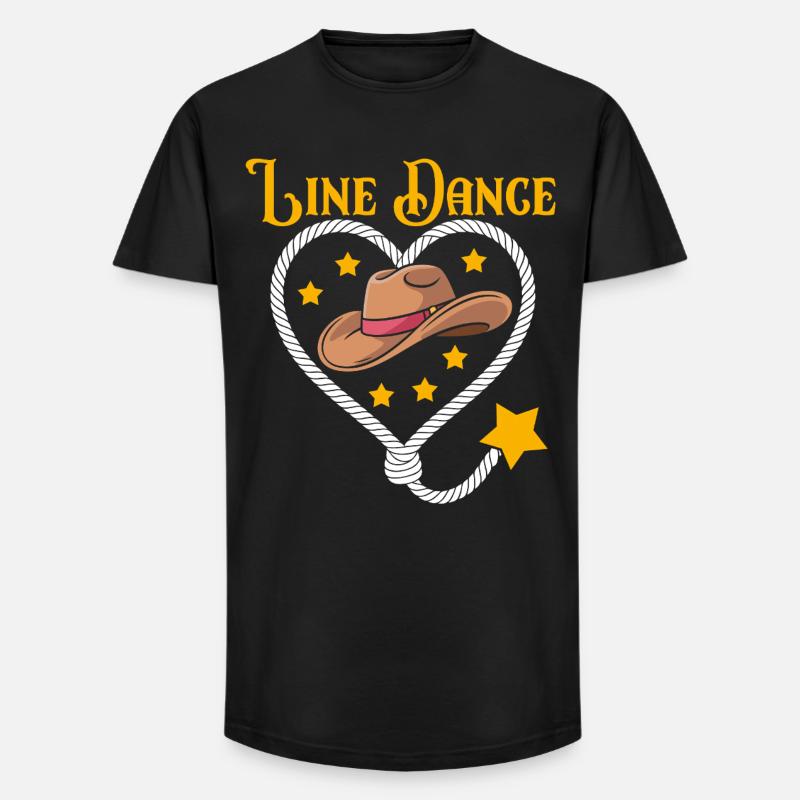 Line Dance Herz Hut - Long Fit Männer T-Shirt - Schwarz