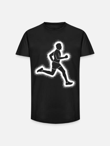 Running Jogging Men's Boys Runner - Long Fit Men's T-Shirt - black