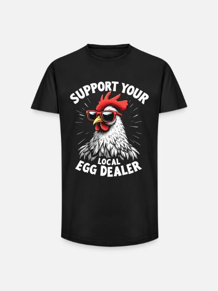 Støt din lokale æggeleverandør - Long fit herre T-shirt - sort