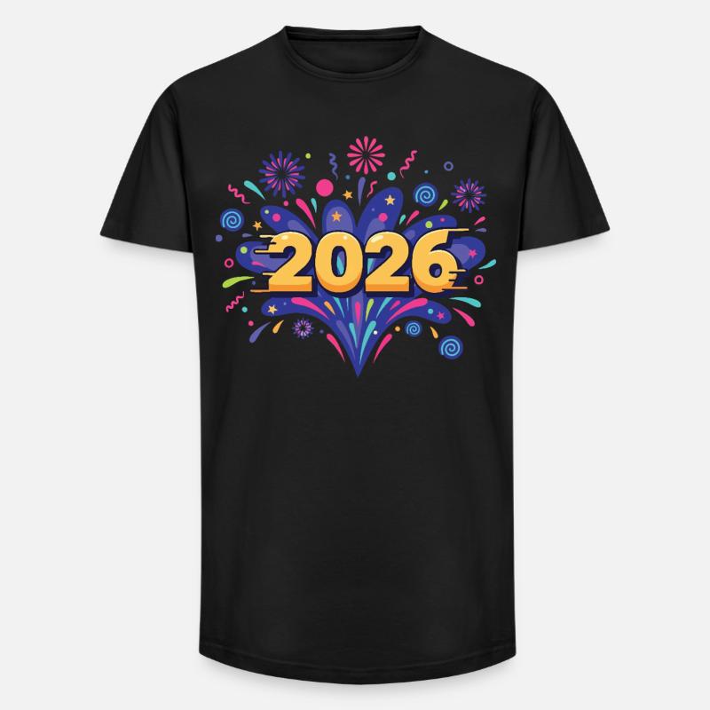 2026 Feuerwerksfeier Silvesterabend - Long Fit Männer T-Shirt - Schwarz