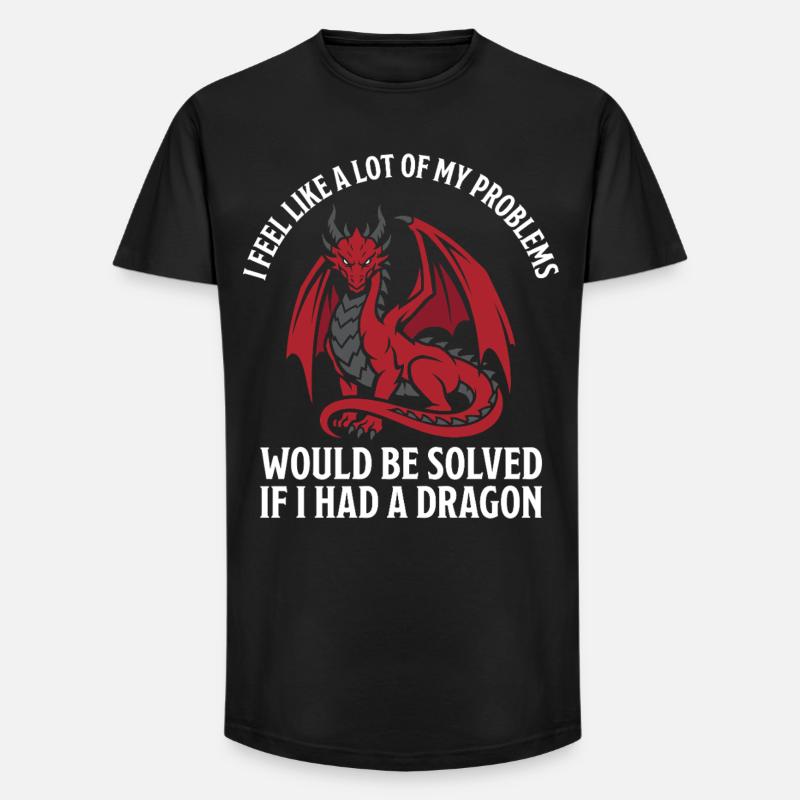Problems Solved Dragon Lovers Fantasy - Long Fit Men's T-Shirt - black