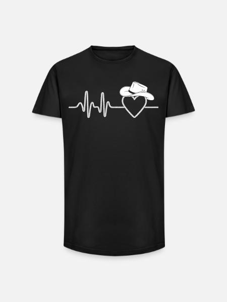 Heartbeat with Hat Silhouette - Long Fit Men's T-Shirt - black