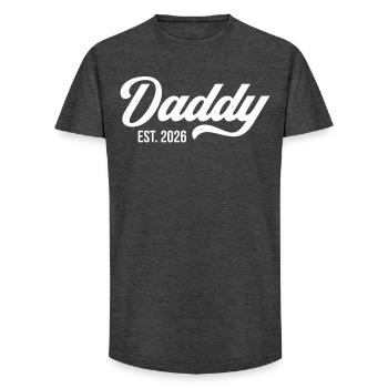 Daddy Est. 2026 - Long Fit Men's T-Shirt - charcoal grey - Front - AI Model Male 185 light (185cm)