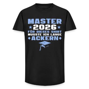 Examen de master réussi, Master 2026 - T-shirt coupe longue homme - noir - Devant - AI Model Male 185 light (185cm)