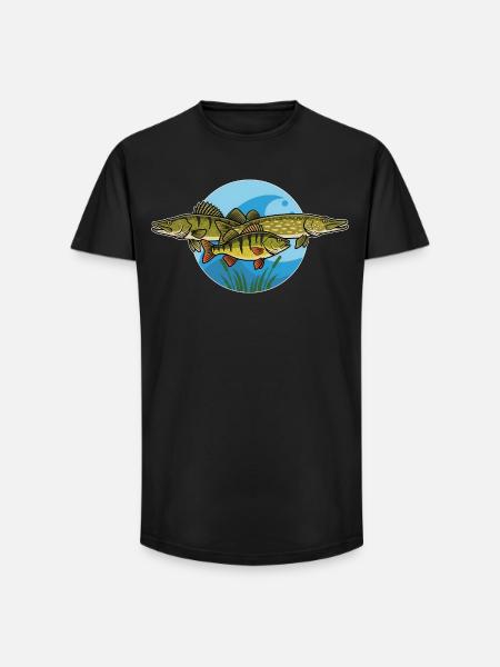 Perch, pike, zander, predator, fishing - Long Fit Men's T-Shirt - black