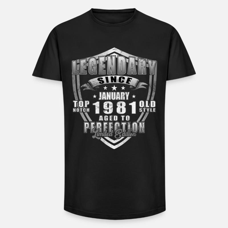 Janvier 1981 anniversaire janvier 1981 Janvier - T-shirt coupe longue homme - noir