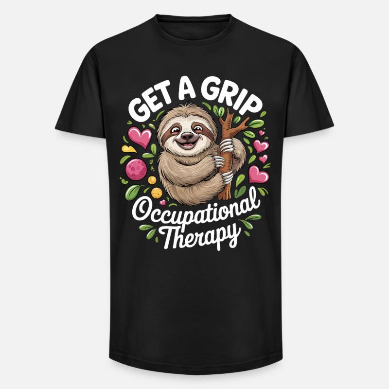 Get a Grip: Occupational Therapy Sloth - Long Fit Männer T-Shirt - Schwarz