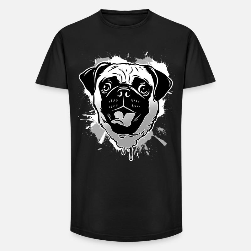 Mops - Long Fit Männer T-Shirt - Schwarz