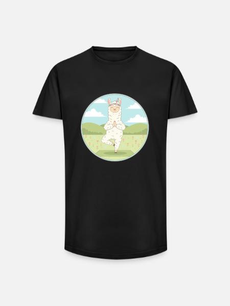 Zen Yoga Llama Llamaste Meditation Art - Long Fit Men's T-Shirt - black