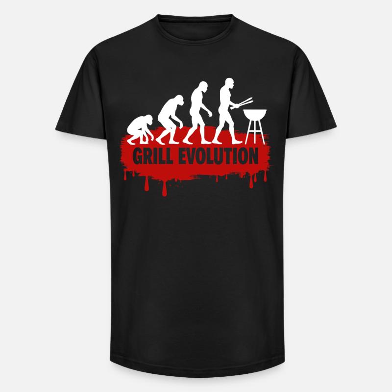 Grill Evolution Lustiger Grillmeister Spruch - Long Fit Männer T-Shirt - Schwarz