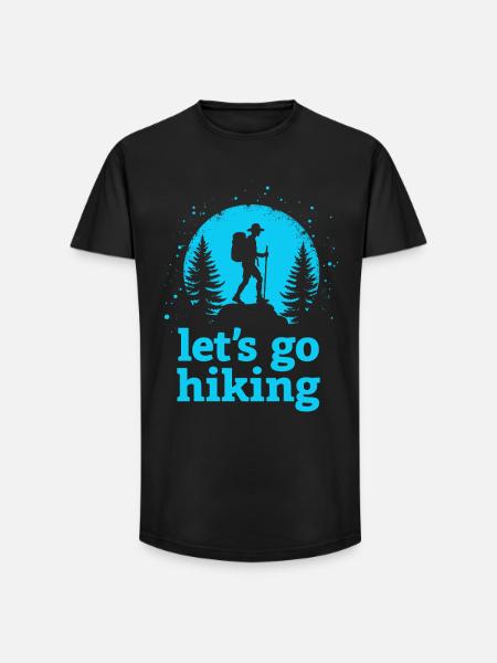 Let's go hiking mountaineer hiker silhouette - Long Fit Men's T-Shirt - black