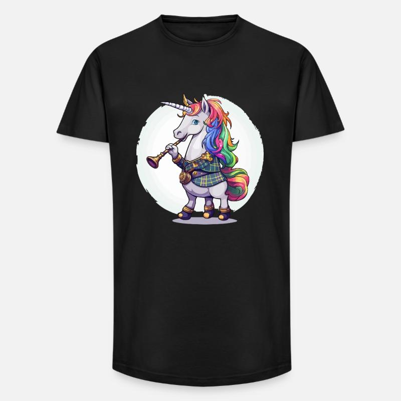 Buntes Einhorn mit Trompete - Long Fit Männer T-Shirt - Schwarz
