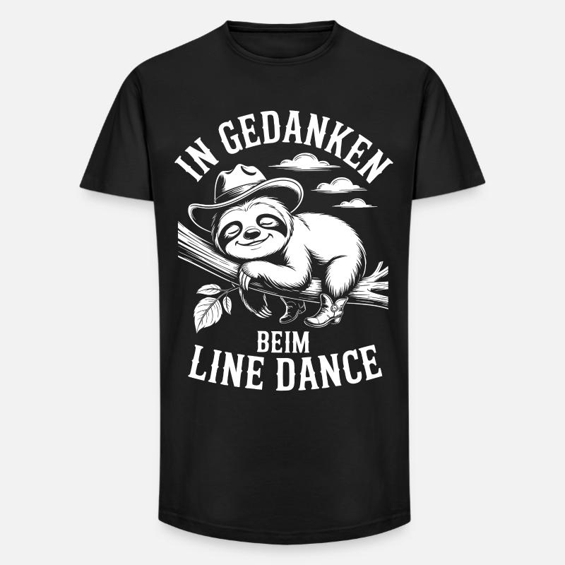Faultier träumt von Line Dance - Long Fit Männer T-Shirt - Schwarz