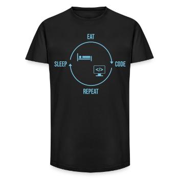 Eat Sleep Code Repeat - Programmer Cycle - Long Fit Men's T-Shirt - black - Front - AI Model Male 185 light (185cm)