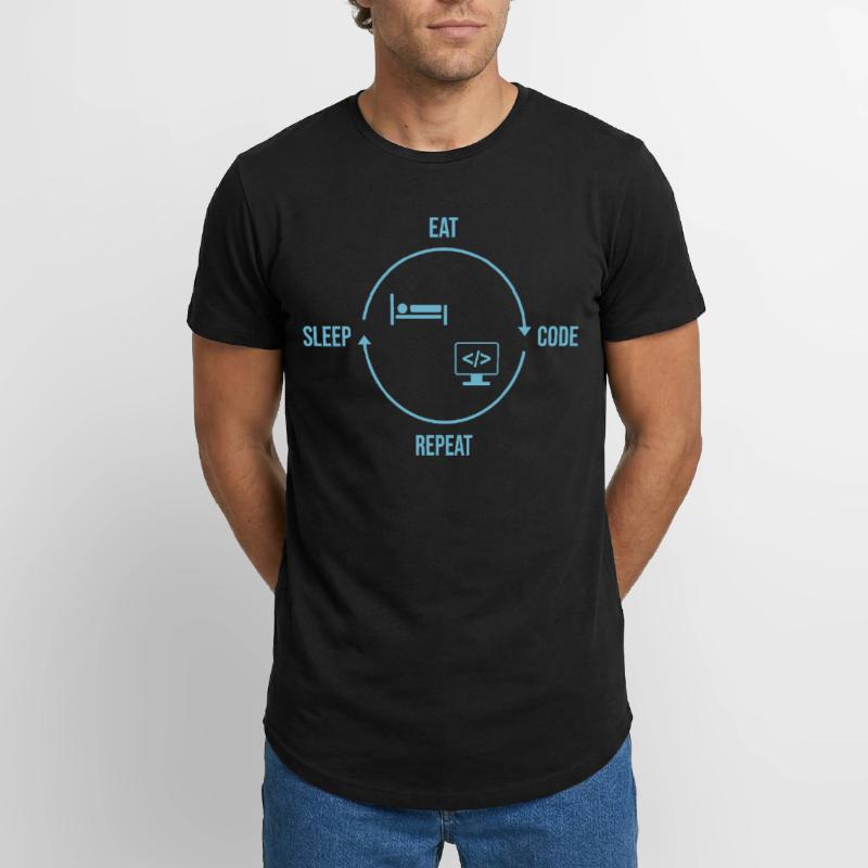 Eat Sleep Code Repeat - Programmierer Kreislauf Long Fit Männer T-Shirt